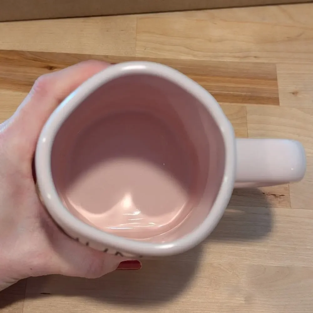 Rae Dunn Magenta Hunny Bunny Pastel Pink Ceramic Coffee Tea Mug Bunny Ears Lid